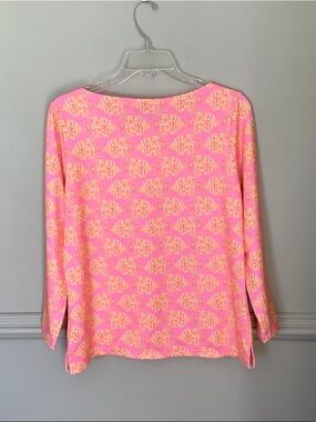 Vineyard Vines Pink & Coral Fish-Print Boatneck Long Sleeve Top